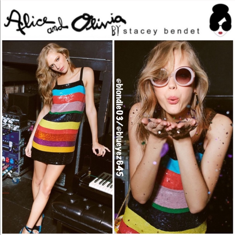Alice + Olivia Bridget Striped Sequin Slipdress 2